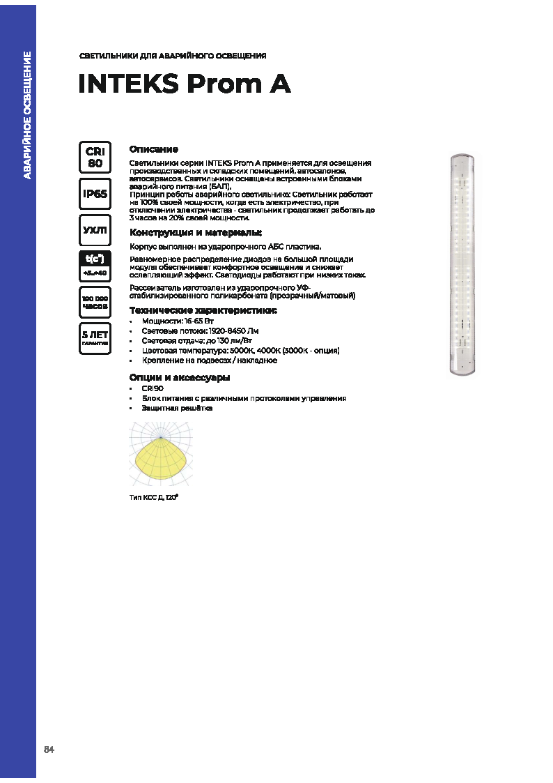 Листовка на светильники с БАП серии Prom A