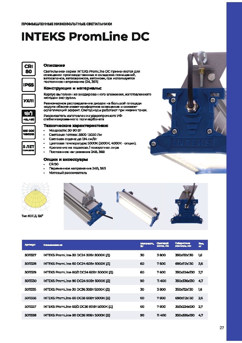 Листовка на светильники серии PromLine DC
