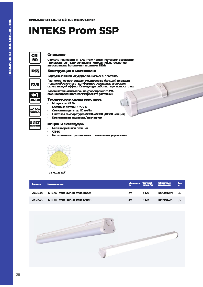 Листовка на светильники серии Prom SSP