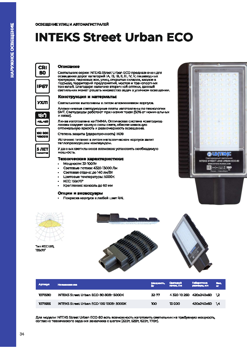 Листовка на светильники серии Street Urban Eco